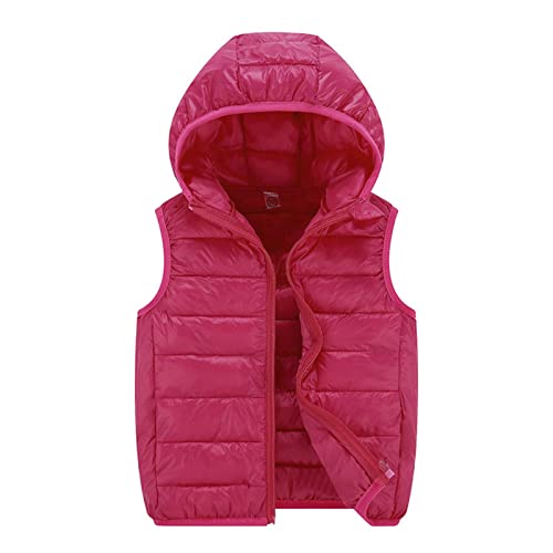Leichte Jungen Mädchen Freien Steppweste mit Kapuze Ärmellos Winter Solide Mäntel Kapuzenjacke Weste Oberbekleidung Outfits Kleidung Weste Winddichte Jacke Reißverschluss Outwear von RUITOTP