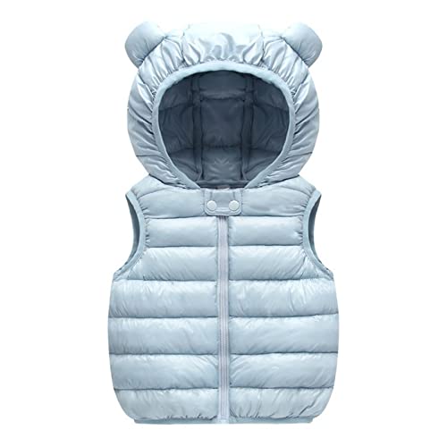 Leichte Jungen Mädchen Freien Steppweste mit Kapuze Ärmellos Winter Solide Mäntel Kapuzenjacke Weste Oberbekleidung Outfits Kleidung Weste Winddichte Jacke Reißverschluss Outwear von RUITOTP