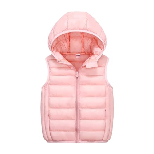 Leichte Jungen Mädchen Freien Steppweste mit Kapuze Ärmellos Winter Solide Mäntel Kapuzenjacke Weste Oberbekleidung Outfits Kleidung Weste Winddichte Jacke Reißverschluss Outwear von RUITOTP