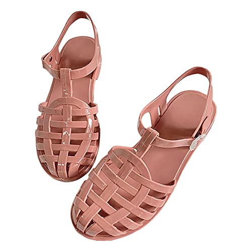 RUITOTP Damenschuhe Neue Strandschuhe Glänzende Kristall-Geleeschuhe Geschlossene Zehenschuhe Hohlsandalen Damen Freizeitschuhe Sandalen Schwarz 39 von RUITOTP