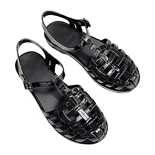 RUITOTP Damenschuhe Neue Strandschuhe Glänzende Kristall-Geleeschuhe Geschlossene Zehenschuhe Hohlsandalen Damen Freizeitschuhe Sandalen Schwarz 39 von RUITOTP