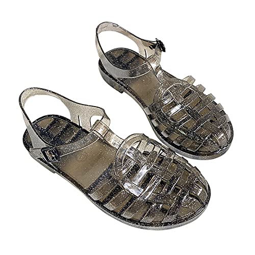 RUITOTP Damenschuhe Neue Strandschuhe Glänzende Kristall-Geleeschuhe Geschlossene Zehenschuhe Hohlsandalen Damen Freizeitschuhe Sandalen Schwarz 39 von RUITOTP