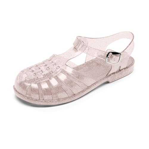 RUITOTP Damenschuhe Neue Strandschuhe Glänzende Kristall-Geleeschuhe Geschlossene Zehenschuhe Hohlsandalen Damen Freizeitschuhe Sandalen Schwarz 39 von RUITOTP