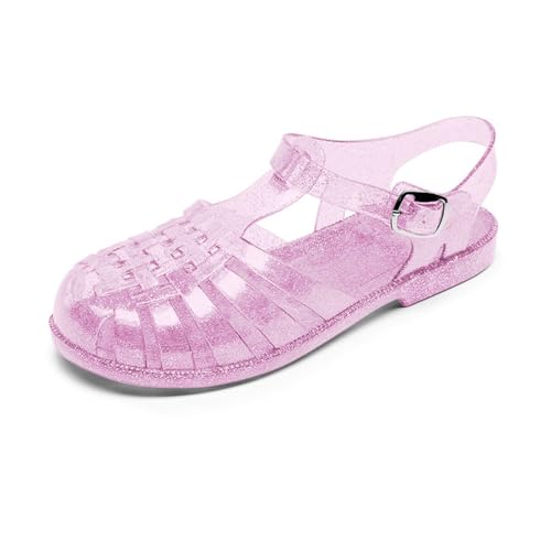 RUITOTP Damenschuhe Neue Strandschuhe Glänzende Kristall-Geleeschuhe Geschlossene Zehenschuhe Hohlsandalen Damen Freizeitschuhe Sandalen Schwarz 39 von RUITOTP