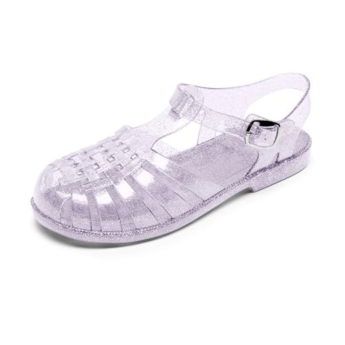 RUITOTP Damenschuhe Neue Strandschuhe Glänzende Kristall-Geleeschuhe Geschlossene Zehenschuhe Hohlsandalen Damen Freizeitschuhe Sandalen Schwarz 39 von RUITOTP