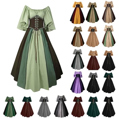 RUITOTP Mittelalter Kleidung Damen Renaissance Retro Partykleid Mittelaltera Kostüme Gothic Kleider Karneval Kostüm Vintage Maxikleid Für Halloween Kleid, S-5XL von RUITOTP