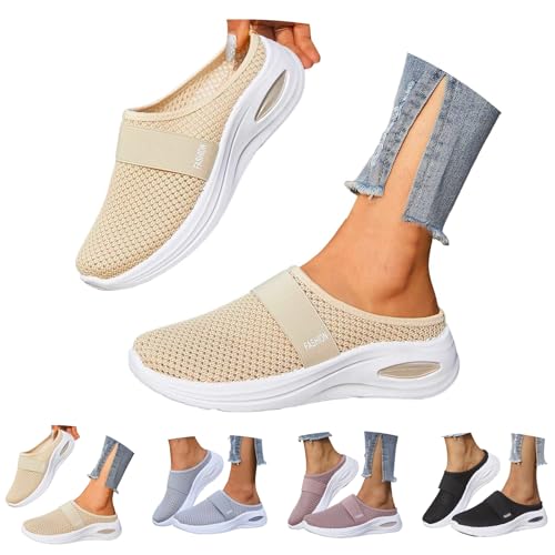 RUITOTP Orthopädische Schuhe Damen Air Cushion Slip On Hausschuhe Sommer Sandalen Mesh Atmungsaktiv Walkingschuhe Diabetiker Orthoback Schuhe Freizeit Leicht Schlupfschuhe Frauen von RUITOTP