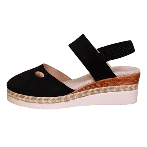 RUITOTP Schuhe Breite Füße Damen Mode Frühling Sommer Damen Sandalen Mittlerer Absatz Keilabsatz Offene Spitze Atmungsaktiver und bequemer elastischer Gürtel Solider römischer Stil Luftpolster von RUITOTP