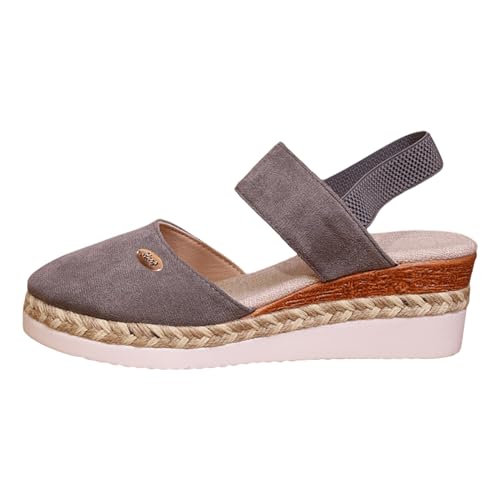 RUITOTP Schuhe Breite Füße Damen Mode Frühling Sommer Damen Sandalen Mittlerer Absatz Keilabsatz Offene Spitze Atmungsaktiver und bequemer elastischer Gürtel Solider römischer Stil Luftpolster von RUITOTP