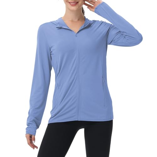 RUITOTP Sportshirt Damen Langarm Gym Top Laufjacke mit Langer Reißverschluss Leicht Fitness Oberteil Sweatshirt Yoga Trainingsjacke für Running Wandern Outdoor Surfen mit Taschen von RUITOTP