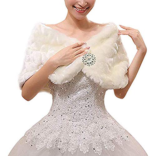 Damen Kunstpelz Schals und Wraps Braut Pelz Wedding Shawls Warm Schal Stola Brautzusatz Hochzeit Abend Brautschal Brautstola Brautjacke Cape für Frauen Braut Brautjungfern Wraps und Tücher von RUIXIA