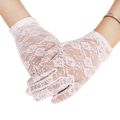 RUIXIA Damen Lace Handschuhe Braut Hochzeit Spitze Touchscreen Gloves Fäustlinge Handschuhe Fahrradhandschuhe Anti-UV Sonnenschutz Sommerhandschuhe für Frauen Opera Fest Party Kostüm Accessoires von RUIXIA