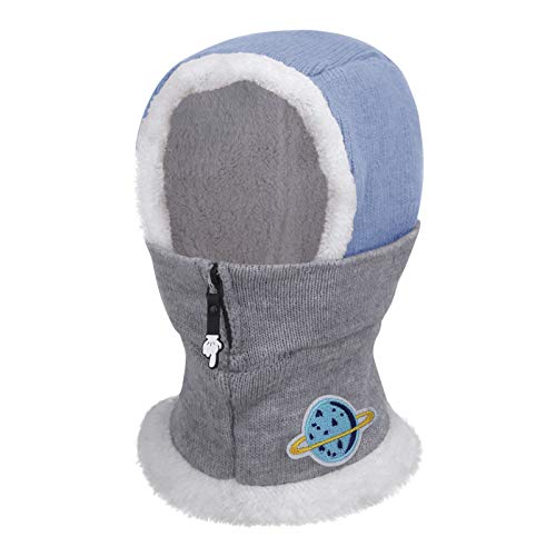 RUIXIA Kinder 2 In 1 Wintermütze und Halswärmer Schal, Trappermütze Fliegermütze Strickmütze mit Ohrenschützer Gesichtschützer Winter warm Beanie Cap Balaclava Hat für Jungen Mädchen von RUIXIA