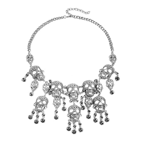 RUIXIA Vintage Punk Skull Collar Halskette Gothic Schmuck Gold Cherry Skull Anhänger Halskette Kette Geeignet für Halloween Weihnachten Schmuck Geschenke von RUIXIA