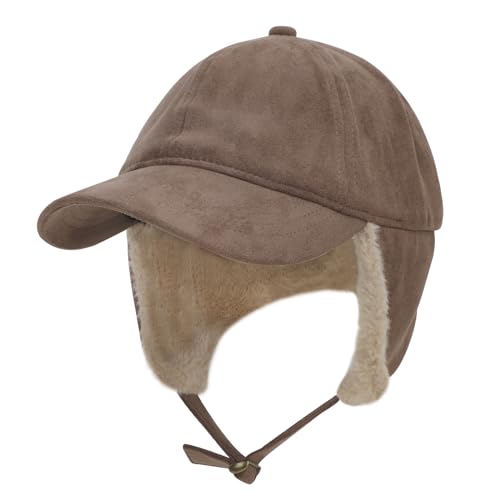 Winter Baseball Mütze Schirmmütze Basecap Strickmütze mit Verstellbar Ohrenklappe Wollmütze Winterkappe Hip Hop Hut Warme Winddicht Mütze Kappe Snapback Cap Ohrenschutz Sport von RUIXIA