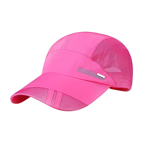 Baseball Cap Kappe Baseballmütze Sommer Sonnenhut Breathable Mesh Schnelltrockender UV-Schutz Sonnenschutzkappe Verstellbar Hip Hop Cap Sporthut für Herren und Damen (Rose Red, One Size) von RUIXIB