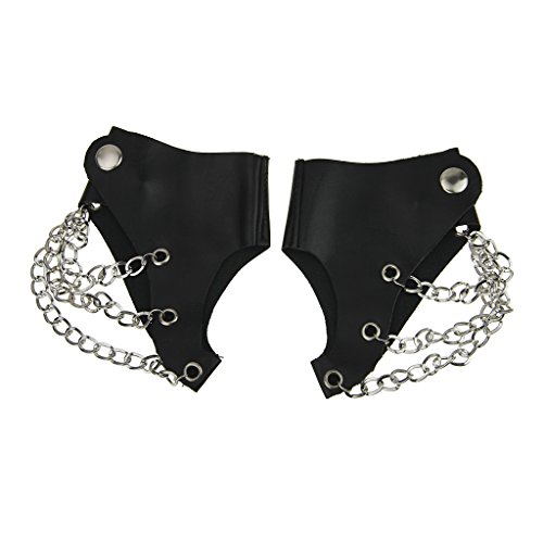 Damen Fingerlose Stage Performance Handschuhe mit Kette, Punk Rock Gothic Stil PU Leder Gloves für Cosplay Nachtclub Tanzparty Bühnenshow Mode Kostüm Zubehör von RUIXIB