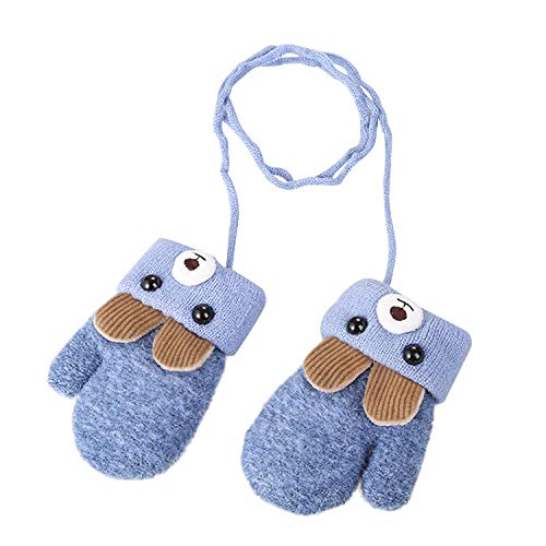 Kinder Handschuhe Winter Strickhandschuh Fausthandschuh Baby Cartoon Cubs Fäustlinge Halshandschuhe Warm Plüsch Gloves mit Schlüsselband für 0-3 Jahre Mädchen Junge von RUIXIB