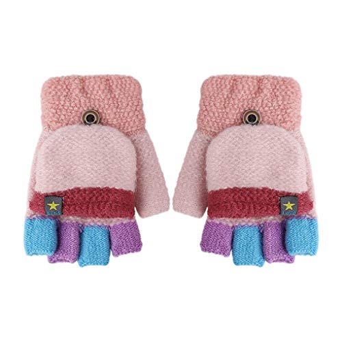 Winter Handschuhe Fingerhandschuhe Kinder Warme Verdicken Strickhandschuhe Halbfinger Fingerlose Fäustling Student Schreiben Halbe Finger mit Flip Top Gloves für Kleinkind Mädchen Jungen von RUIXIB