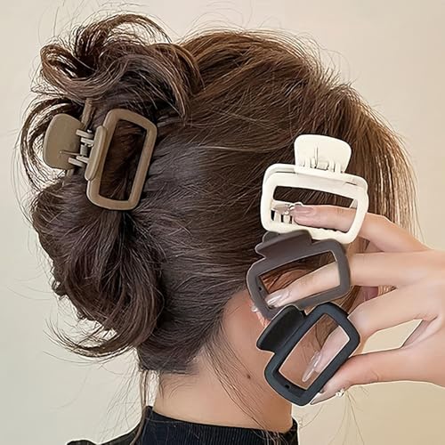 4pcs Elegante Quadratische Kleine Haarklammern Haarspangen Damen Dünnes Haar Claw Clip Matte Haarklammer Small Hair Clip Haarspange Haarclips Haarschmuck Square Hair Clips for Women Hair Accessories von RUIYDZ