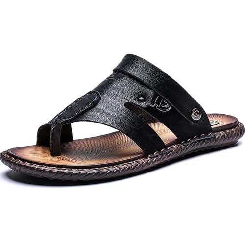 Herrensandalen mit offenem Zeh, Großzehenknochenkorrektur-Sandalen, sportliche verstellbare Riemen Orthesen, Zehentrenner Strand Reisen,Schwarz,42 von RUIZE