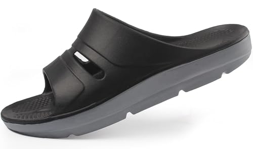 RUIZE Diabetiker-Pantoffeln für Herren, extra große Pantoffeln für den Sommer, für drinnen und draußen, Sportsandalen, stoßdämpfend,Schwarz,39 von RUIZE