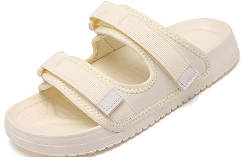 RUIZE Diabetische Hausschuhe für Männer, Memory Foam Extra Wide Fit Diabetische Schuhe Easy Close Orthopädische Hausschuhe Einstellbare Slip On Walking Sneakers,Weiß,41 von RUIZE