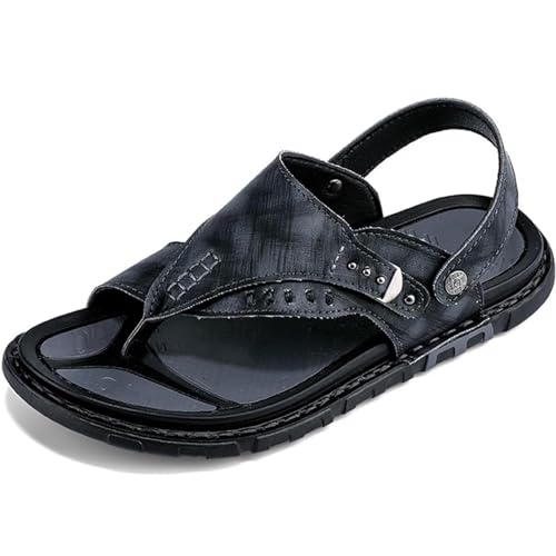 RUIZE Orthopädische Flip Flops für Männer,Vintage Atmungsaktive Orthopädische Korrektor Flip Flops Leder Leichte Ballenschienen Flache Sandalen,Grau,38 von RUIZE