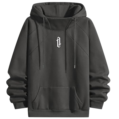 RUIZEHONG Fleece Hoodie Herren Rollkragen Kapuzenpullover Urban Casual Techwear Sweatshirt Pullover Herbst Winter von RUIZEHONG