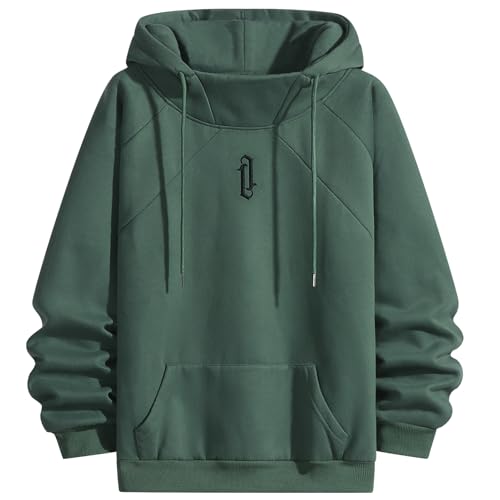 RUIZEHONG Fleece Hoodie Herren Rollkragen Kapuzenpullover Urban Casual Techwear Sweatshirt Pullover Herbst Winter von RUIZEHONG