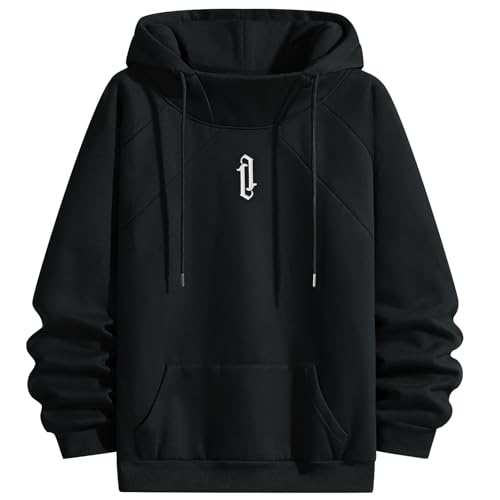 RUIZEHONG Fleece Hoodie Herren Rollkragen Kapuzenpullover Urban Casual Techwear Sweatshirt Pullover Herbst Winter von RUIZEHONG