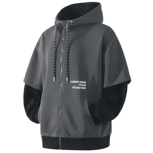 RUIZEHONG Herren Zipper Hoodie Sweatjacke Farbblock Sweatshirts Casual Kapuzenpullover mit Taschen Pullover Kapuzenjacke von RUIZEHONG
