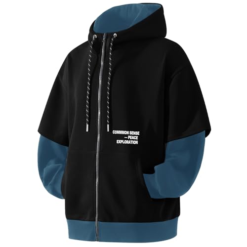 RUIZEHONG Herren Zipper Hoodie Sweatjacke Farbblock Sweatshirts Casual Kapuzenpullover mit Taschen Pullover Kapuzenjacke von RUIZEHONG