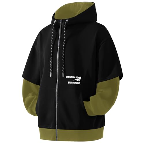 RUIZEHONG Herren Zipper Hoodie Sweatjacke Farbblock Sweatshirts Casual Kapuzenpullover mit Taschen Pullover Kapuzenjacke von RUIZEHONG