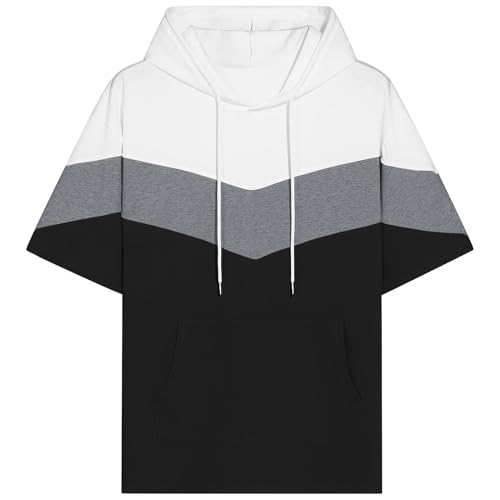 RUIZEHONG Kurzarm Hoodie Herren Farbblock T-Shirt mit Kapuze Sweatshirt Kurzarm Kapuzenpulli Pullover Sommer Kapuzenshirt RUIZEHONG Kurzarm Hoodie Herren Farbblock T-Shirt mit Kapuze Sweatshirt Kurzarm Kapuzenpulli Pullover Sommer Kapuzenshirt von RUIZEHONG