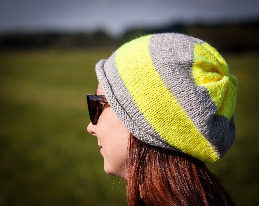 Gelb Grau Gestreift Slouchy Beanie Hut/stricken Herbst Winter Unisex Eine Größe Neon Gelb /Herbst Snowboard Zubehör Geschenk-Idee Gelb Grau Gestreift Slouchy Beanie Hut/stricken Herbst Winter Unisex Eine Größe Neon Gelb /Herbst Snowboard Zubehör Geschenk-Idee von RUKAMIshop