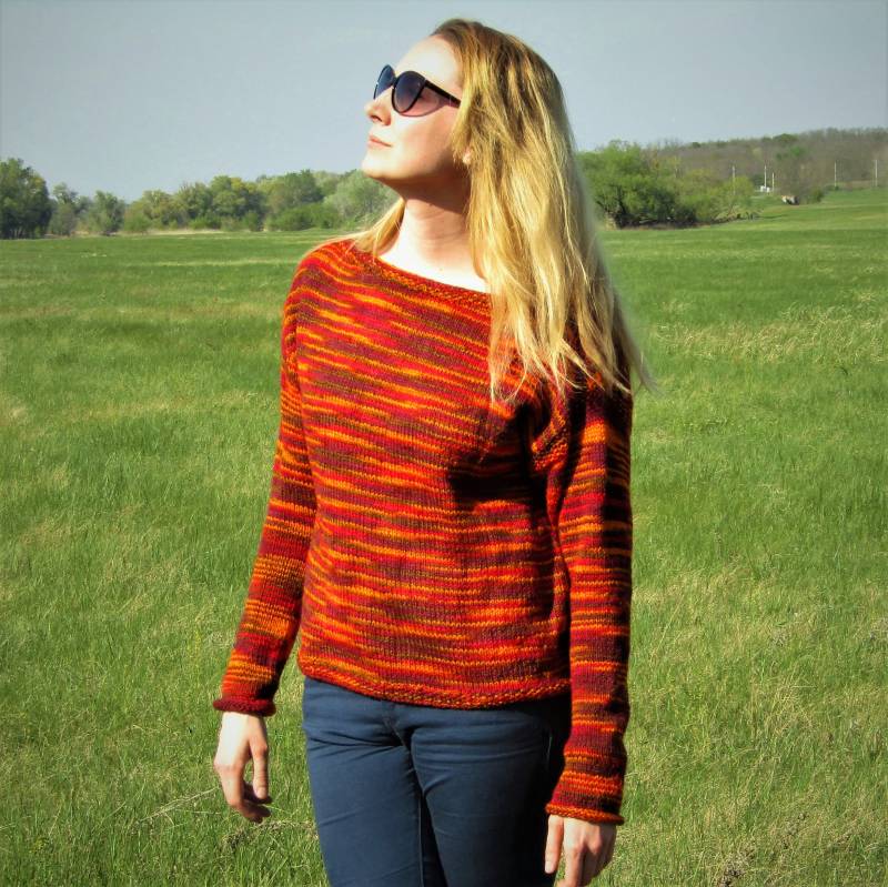 Orange Rot Burgund Gefleckt Pullover /Handknitted Lose Herbst Winter/Multi Color Rasta Stricken Top Mode Geschenk-Idee Orange Rot Burgund Gefleckt Pullover /Handknitted Lose Herbst Winter/Multi Color Rasta Stricken Top Mode Geschenk-Idee von RUKAMIshop