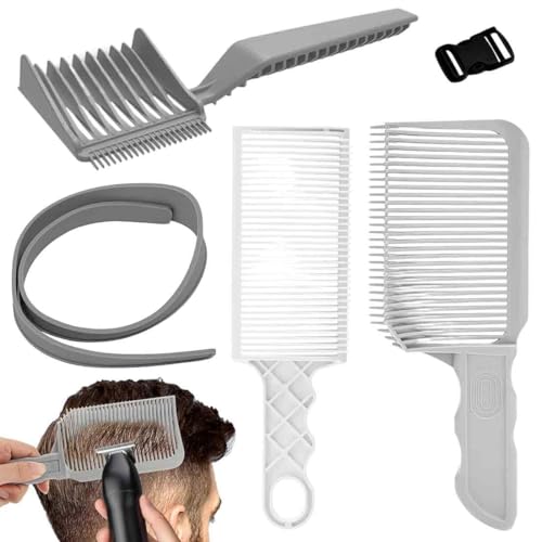4 Stück Haarschneide Hilfe, Haare Selber Schneiden Haarschneidekamm für Männer Set Haarschneide Schablone Silicone Barber Kamm Verstellbare Haarschneidehilfe von RUKAN