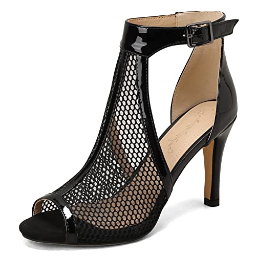 RUKOEVIM DaHerren Dance Heels Klassischer Gladiator Sommer Stiefeletten Peep Toe Schnüren Pumps Party Schuhe Damen Stiletto Sandalen Dancing Schuhe Black Size 35 von RUKOEVIM