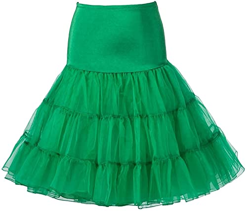 RULTA 50er Jahre Frauen Retro Petticoat Unterrock Vintage A-Linie Crinoline Halb Slips Rockabilly Tutu Rock (as3, Alpha, jaspo_m, Green, M) von RULTA