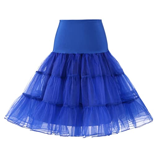 RULTA 50er Jahre Frauen Retro Petticoat Unterrock Vintage A-Linie Crinoline Halb Slips Rockabilly Tutu Rock (as3, Alpha, jaspo_m, Royal Blue, M) von RULTA