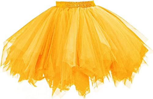 RULTA Damen Tutu Tüllrock 50er Vintage Ballettrock Multi-SchichtenVintage Tüllrock Petticoat Mehrfarbig Bubble Tanzkleid Rock Unterrock Tütü Kurz Ballett Gold s von RULTA