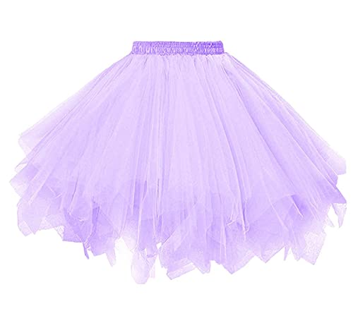 RULTA Damen Tutu Tüllrock 50er Vintage Ballettrock Multi-SchichtenVintage Tüllrock Petticoat Mehrfarbig Bubble Tanzkleid Rock Unterrock Tütü Kurz Ballett Purple m von RULTA