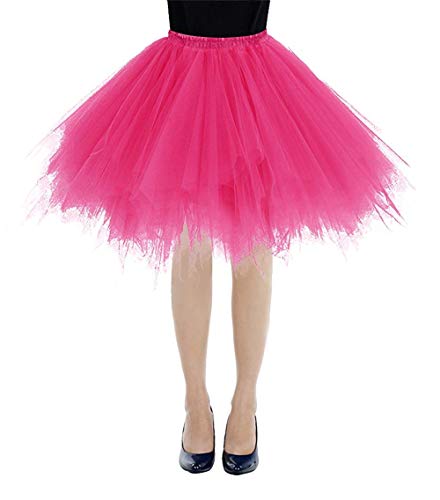 RULTA Damen Tutu Tüllrock 50er Vintage Ballettrock Multi-SchichtenVintage Tüllrock Petticoat Mehrfarbig Bubble Tanzkleid Rock Unterrock Tütü Kurz Ballett Rose red m von RULTA