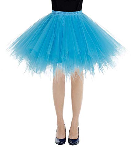 RULTA Damen Tutu Tüllrock 50er Vintage Ballettrock Multi-SchichtenVintage Tüllrock Petticoat Mehrfarbig Bubble Tanzkleid Rock Unterrock Tütü Kurz Ballett Sky Blue M von RULTA