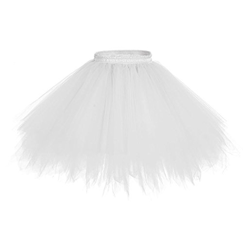 RULTA Damen Tutu Tüllrock 50er Vintage Ballettrock Multi-SchichtenVintage Tüllrock Petticoat Mehrfarbig Bubble Tanzkleid Rock Unterrock Tütü Kurz Ballett White m von RULTA