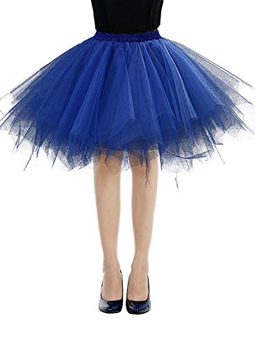 RULTA Damen Tutu Tüllrock 50er Vintage Ballettrock Multi-SchichtenVintage Tüllrock Petticoat Mehrfarbig Bubble Tanzkleid Rock Unterrock Tütü Kurz Ballett royal Blue XL von RULTA