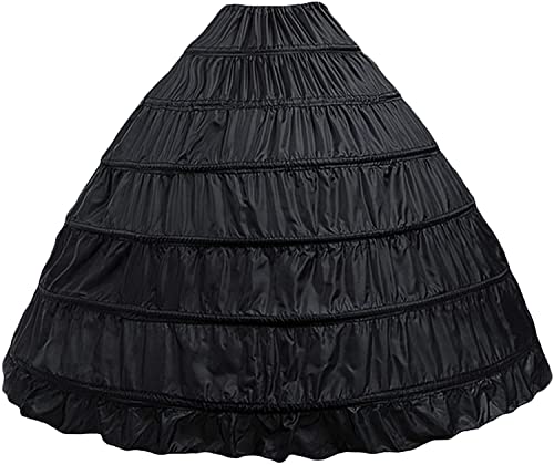 RULTA Damen-Unterrock mit 6 Reifen, A-Linie, Weiß, für Hochzeitskleid, Ballkleid, Schwarz , M von RULTA