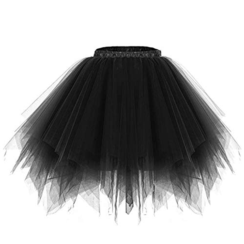 RULTA Damen Tutu Tüllrock 50er Vintage Ballettrock Multi-SchichtenVintage Tüllrock Petticoat Mehrfarbig Bubble Tanzkleid Rock Unterrock Tütü Kurz Ballett Black L von RULTA
