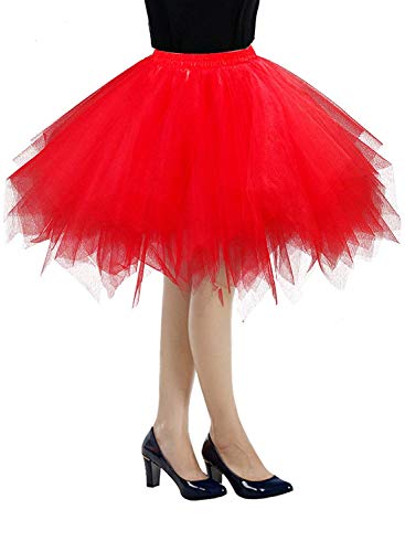 RULTA Women's Tulle Skirt 50s Rockabilly Petticoat Retro Tutu Ballet Cosplay Prom Evening Dresses Occasion red l von RULTA